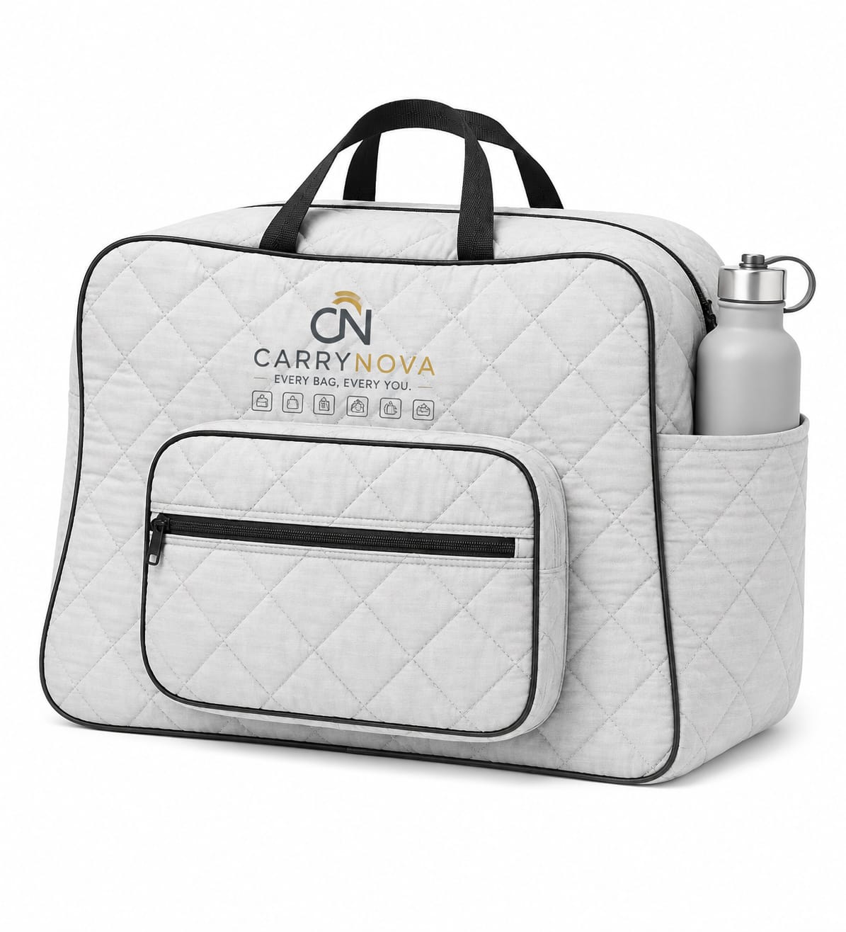 Premium Quilted Backpack-Light Grey