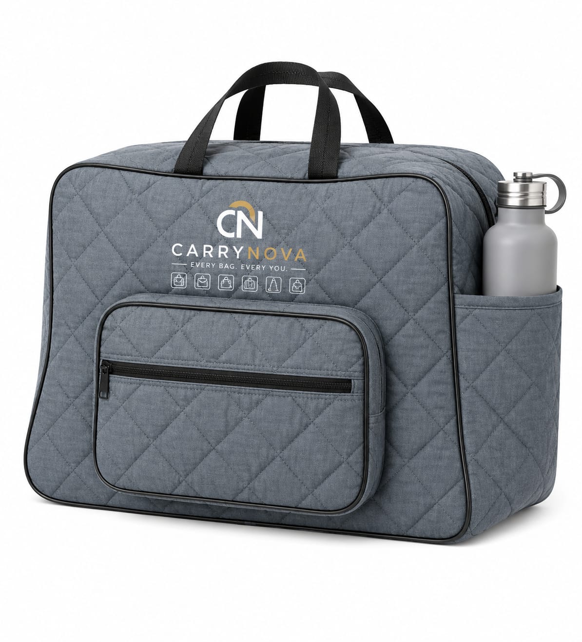Premium Quilted Backpack-Metal Grey