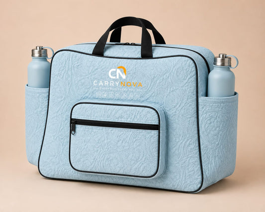 Premium Quilted Backpack-Ice Blue